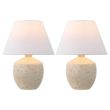Myron 18" Minimalist Scandinavian Concrete Effect Resin/Iron LED Table Lamp - JONATHAN Y